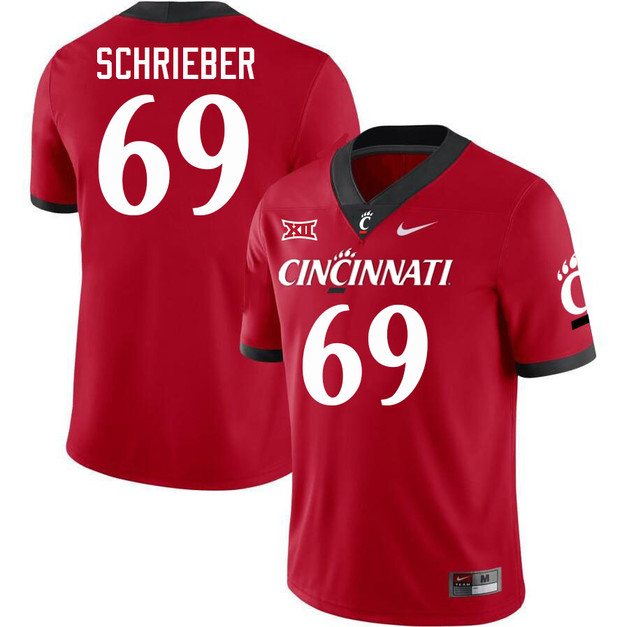 Cincinnati Bearcats #69 JP Schrieber College Football Jerseys Stitched-Red